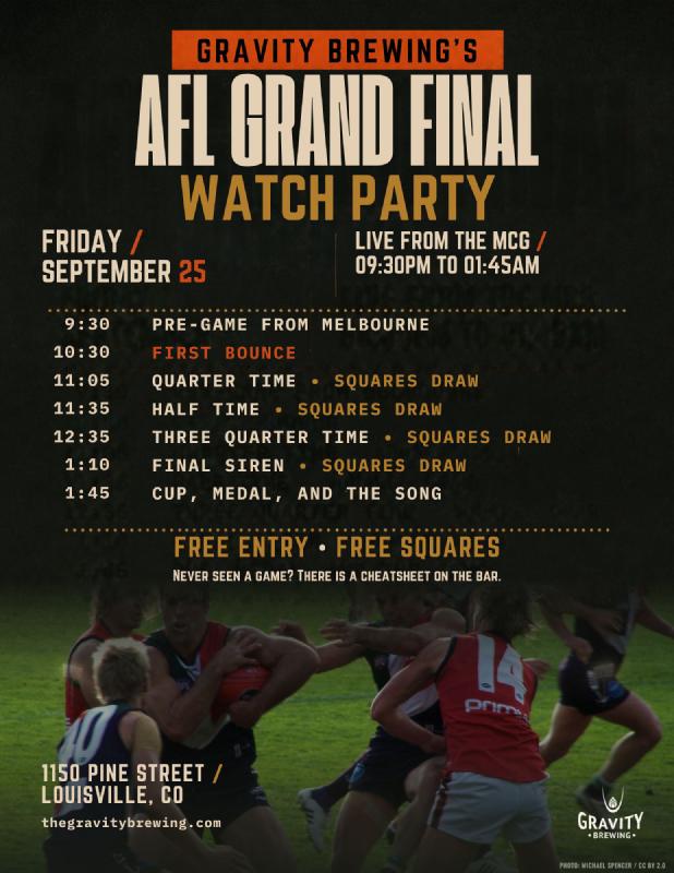 Poster for Australian Football (AFL) Grand Final Watch Party